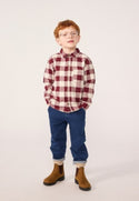 Burgundy and Cream Check Shirt