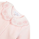 Pink Velour Floral Eyelet Collar Footie