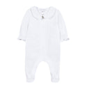 White Floral Appliqué Footie