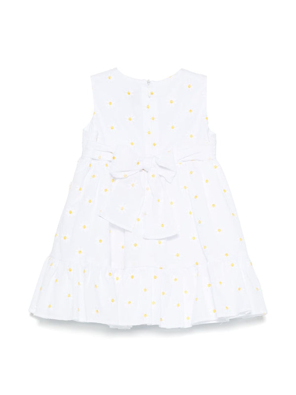 White Sleeveless Daisy Embroidered Dress