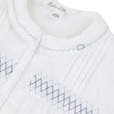 White with Blue Smocking Footie