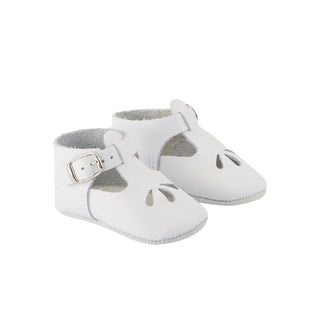 White Baby T-Strap Leather Shoe