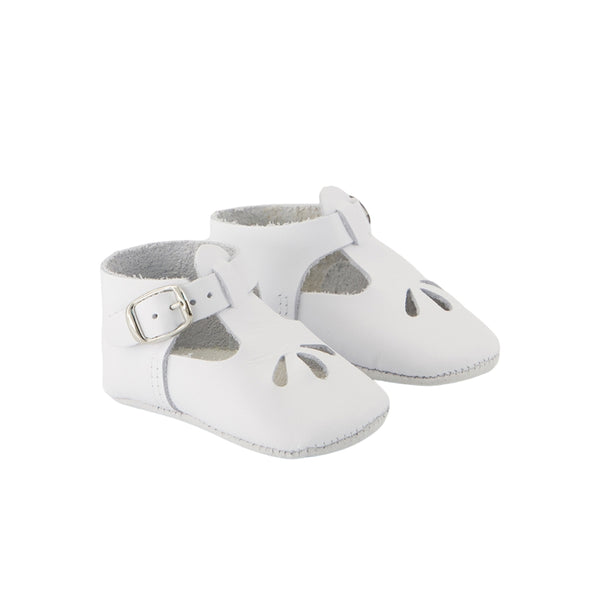 White Baby T-Strap Leather Shoe