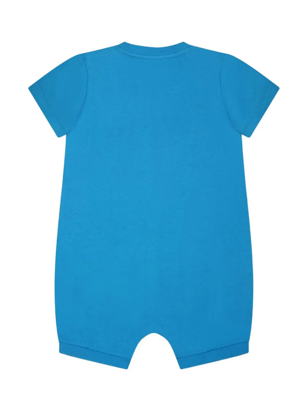 Ocean Blue Baby Bear Text Logo Romper