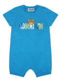 Ocean Blue Baby Bear Text Logo Romper