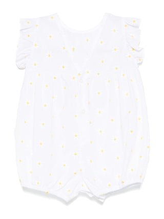 White Daisy Embroidered Romper