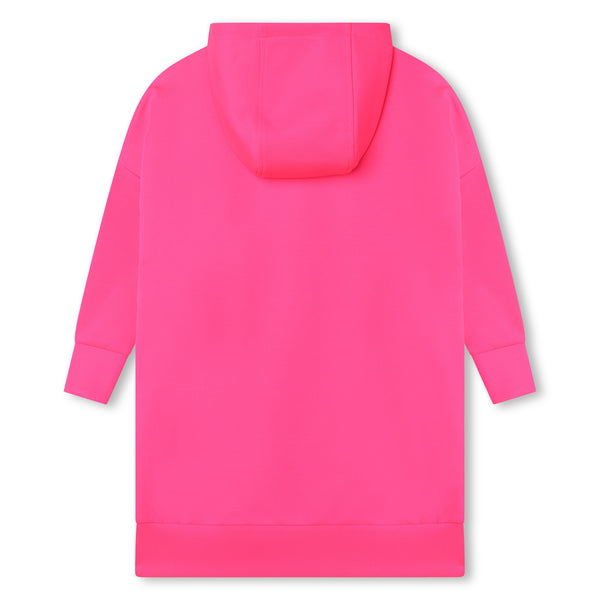 Hot Pink Hooded Dress with Embossed Logo