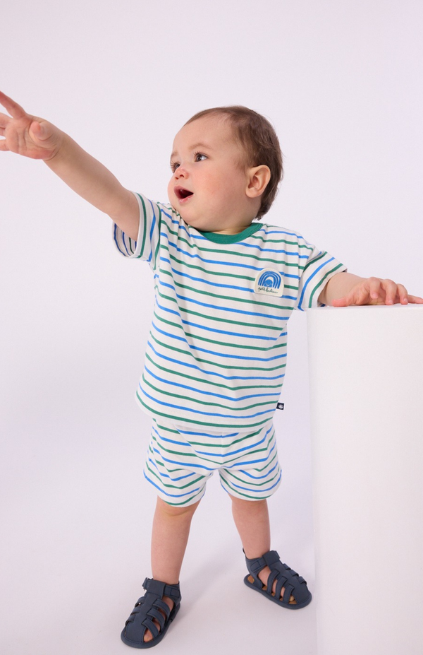 Blue and Green Baby Striped Short