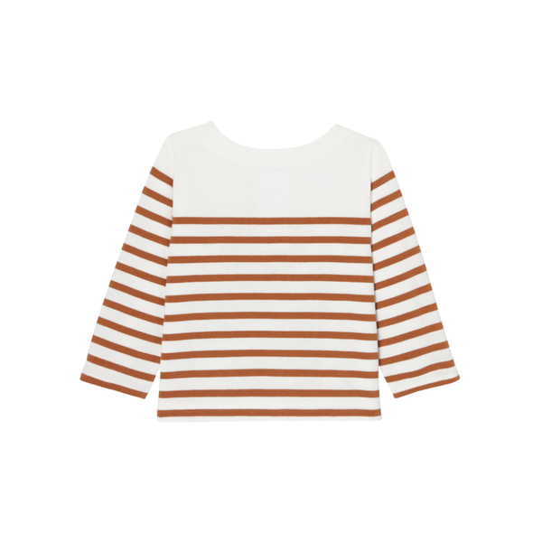 White and Beige Isee Stripe Long Sleeve Tee