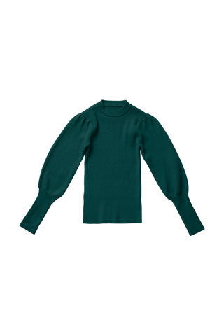 Puff Sleeves Green Sweater