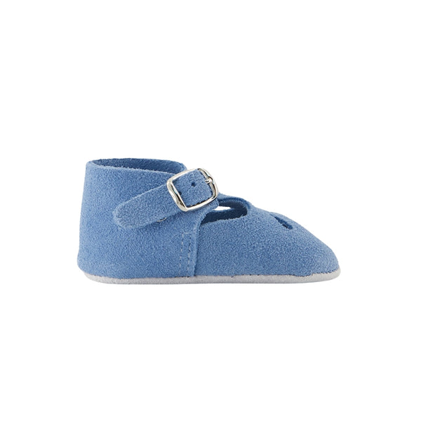 Blue Baby T-Strap Suede Shoe