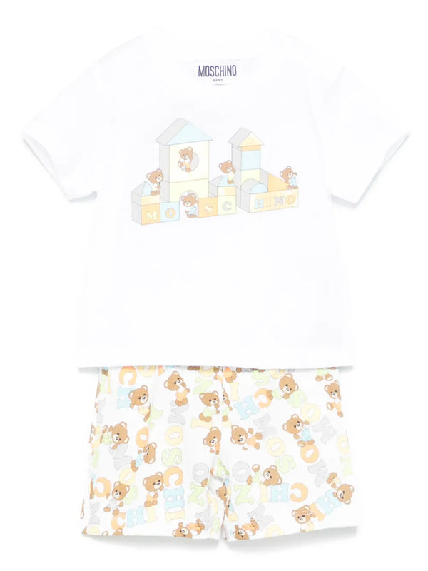 White Baby Building Blocks Logo Shorts Outfit