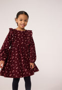 Burgundy Floral Corduroy Dress