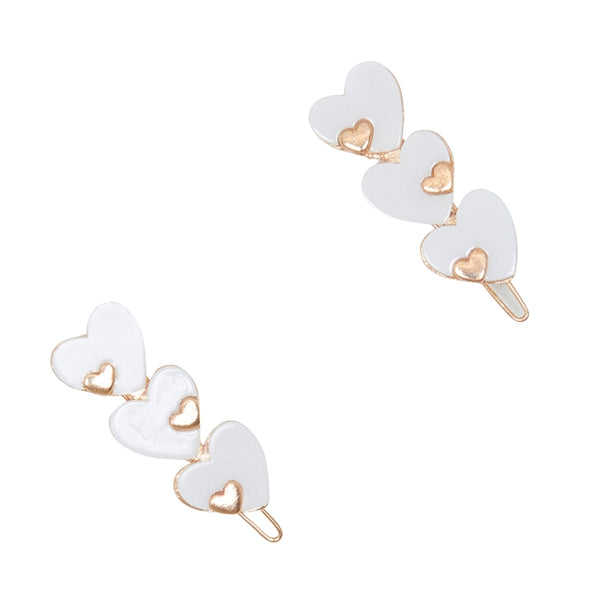 White Heart Barrette