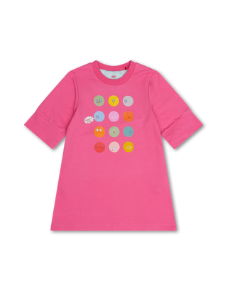 Pink Daver Dot Faces Sweatshirt Dress