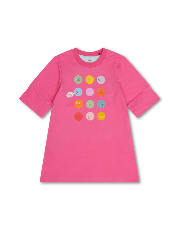 Pink Daver Dot Faces Sweatshirt Dress