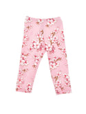 Pink Peach Flower Print Leggings