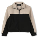 Sand and Black Zip Up Track Jacket