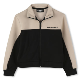 Sand and Black Zip Up Track Jacket