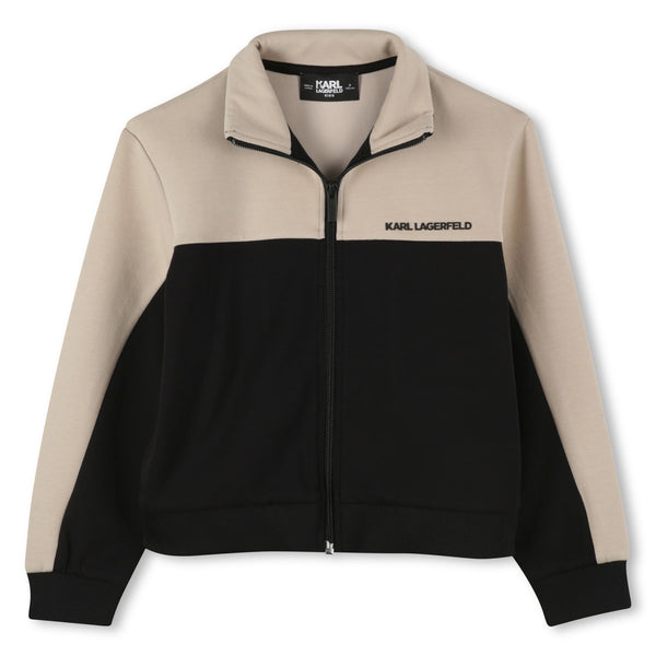 Sand and Black Zip Up Track Jacket