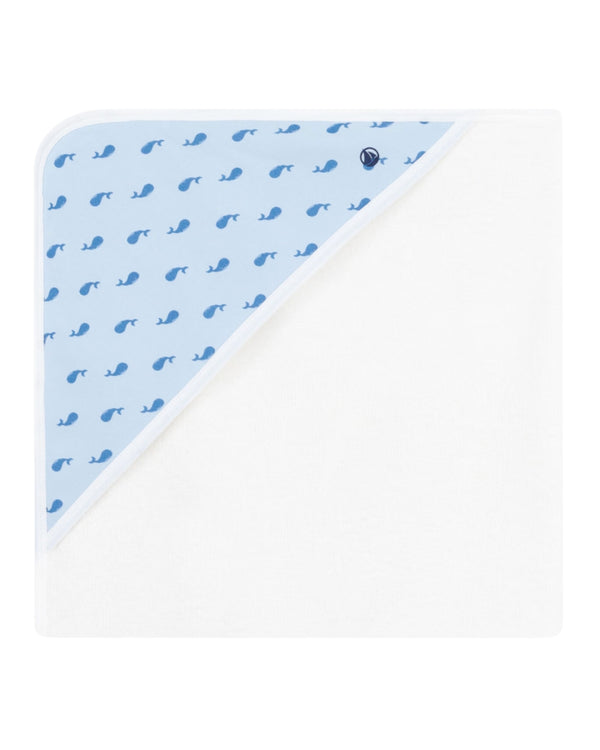 Baby White with Blue Whale Print Towel