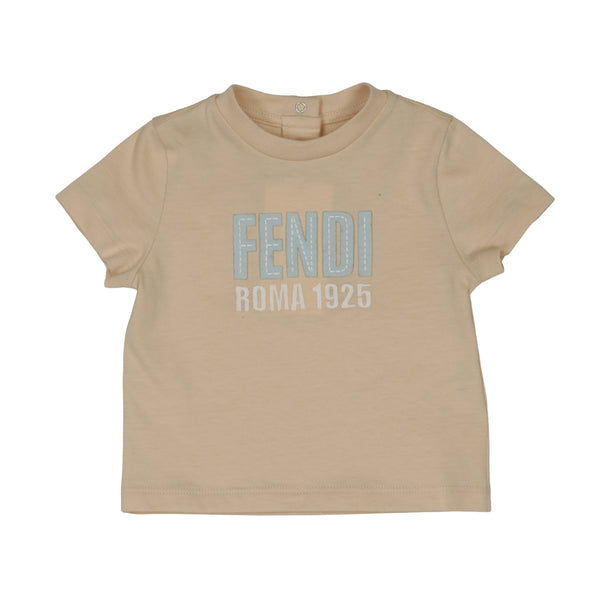 Beige Baby  Embroidered Fendi Roma Tee