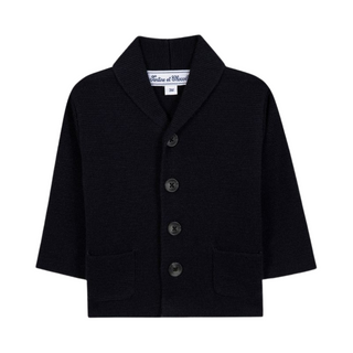 Navy Baby Shawl Collar Cardigan