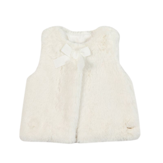 Ivory Baby Faux Fur Bow Vest
