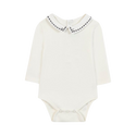 Ivory with Black Embroidered Collar Long Sleeve Onesie