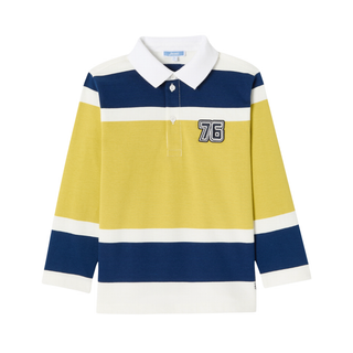 Yellow and White Lac Long Sleeve Polo