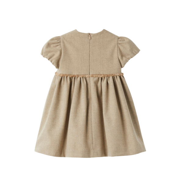 Dark Beige Puff Sleeve Dress