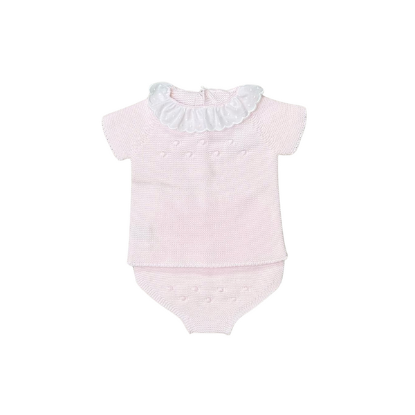 Pink Naty Cotton Knit Shorts Set