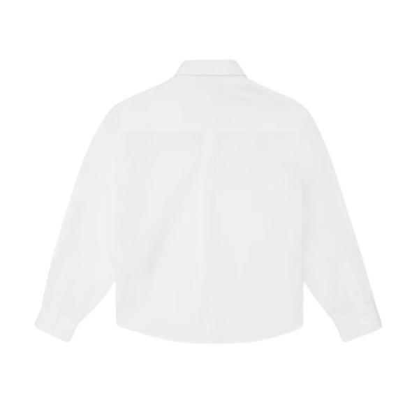 White Button Down Pocket Logo Shirt