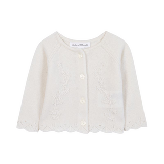 Ivory Baby Scallop Cardigan