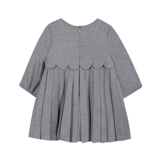Heather Gray Baby Scallop Pleated Dress