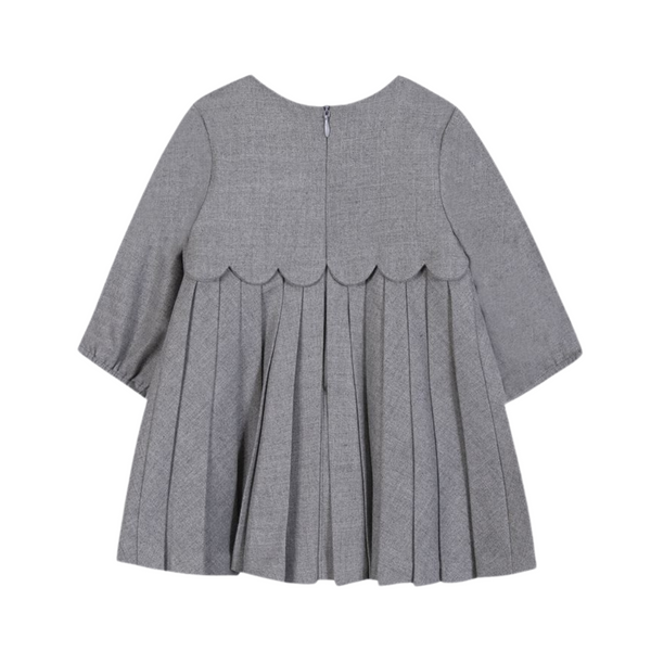 Heather Gray Baby Scallop Pleated Dress