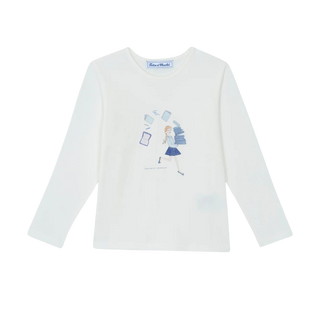 White Book Girl Graphic Long Sleeve Tee