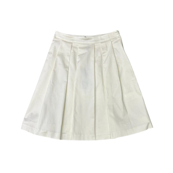 Cream Pleated Long Length Skirt