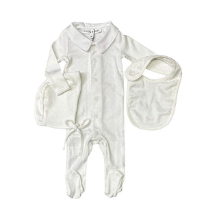 White and Pink Pointelle Footie Set