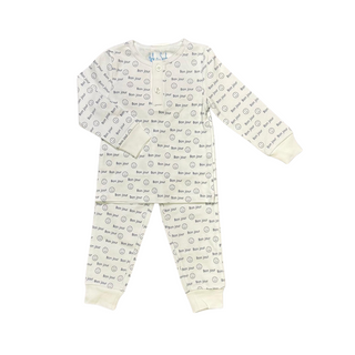 White/Blue Bon Jour Smile Pajama Set