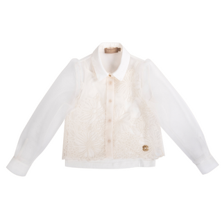 Cream Embroidered Organza Blouse