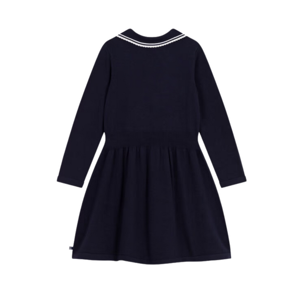 Navy Peter Pan Collar Knit Dress