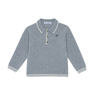 Gray Collared Half Button Sweater