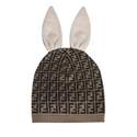 Brown Baby Bunny Ears FF Allover Hat