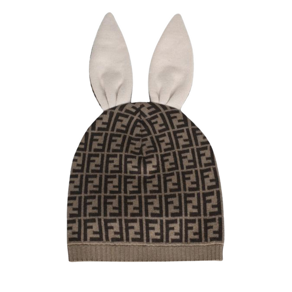 Brown Baby Bunny Ears FF Allover Hat