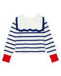 White and Blue Alysse Striped Cardigan