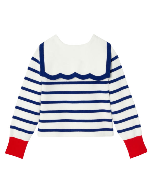 White and Blue Alysse Striped Cardigan