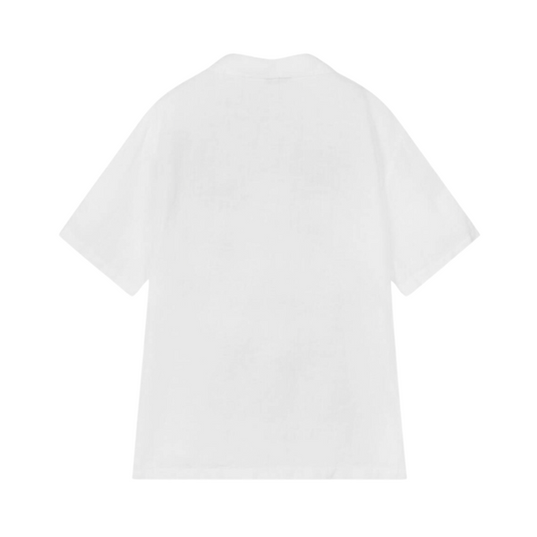 ILG White Short Sleeve Linen Polo Shirt