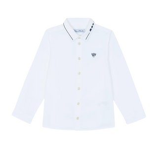White with Navy Detail Collared Shirt
