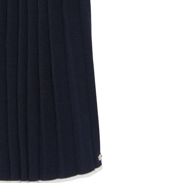 Navy with White Trim Collar Pleated Dress